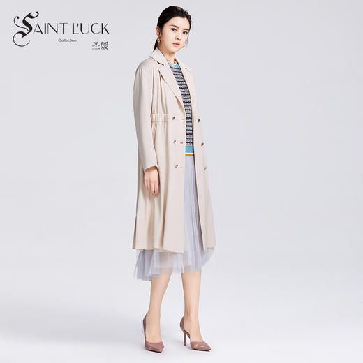 SAINT L’UCK/圣媛女装 新款优雅学院风中长款纯色翻领风衣外套SA320F53 商品图0