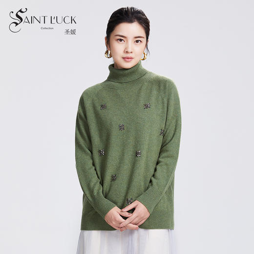 SAINT L’UCK/圣媛女装 新款亚克力花朵高领羊毛针织衫SA419M02 商品图0