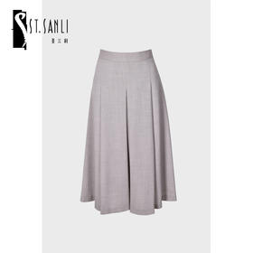 圣三利女装 新品气质高级驼对褶羊毛中长款半身裙SL2015111