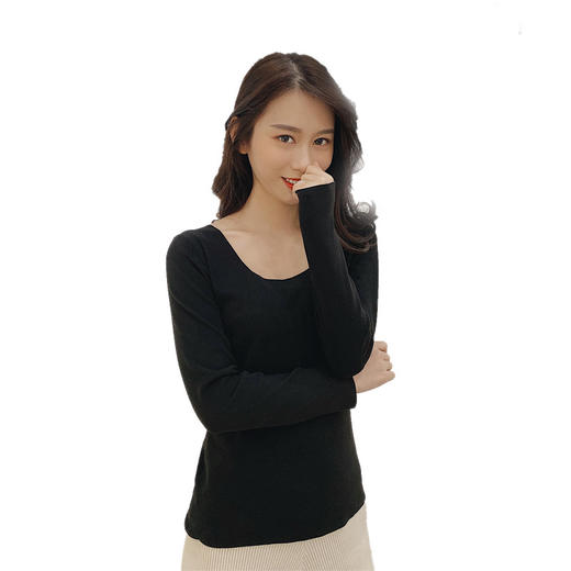 新款秋冬阳离子无痕双面德绒保暖内衣女修身发热圆领百搭打底衫女 商品图4