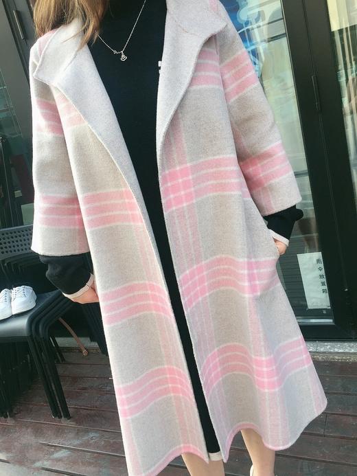 163C087--粉色纯羊毛双面呢中袖大衣--《乌鲁克雪花石膏大瓶》-《两河文明》 商品图2