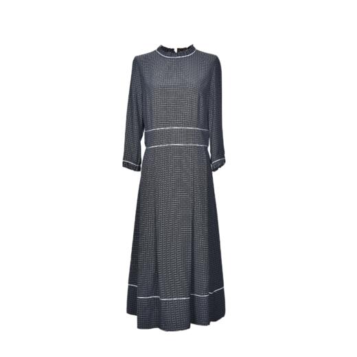 圣三利女装 新款气质优雅长款收腰弹力针织格子连衣裙SL2037113 商品图4