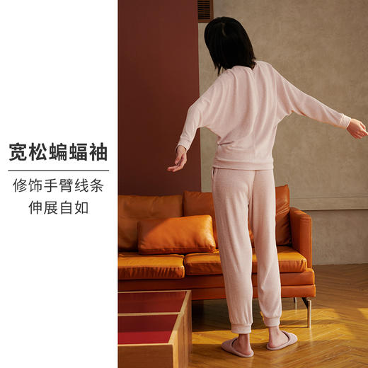 HSIA遐 睡衣女春秋可外穿新款花纱磨毛蝙蝠袖宽松显瘦家居服套装 商品图2