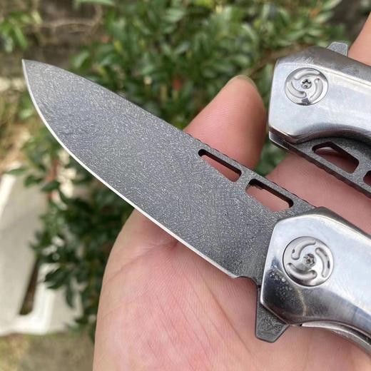 乌兹钢魔神快开折叠刀沙漠铁木手柄