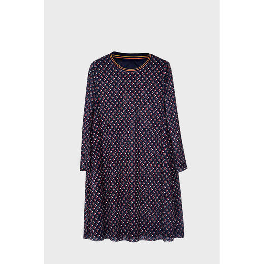 圣三利女装中长款圆领印花镂连衣裙SL1937105 商品图5