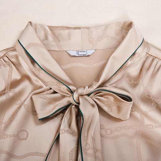 圣三利女装 新款气质优雅撞色牙飘带桑蚕丝飘带衬衫SL2014145 商品图2