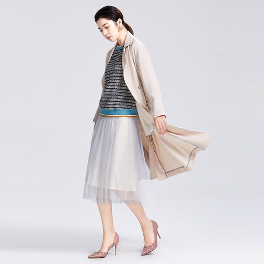 SAINT L’UCK/圣媛女装 新款优雅学院风中长款纯色翻领风衣外套SA320F53 商品图1