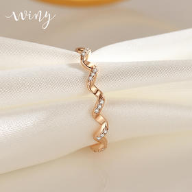 Winy925纯银水波纹戒指送女友闺蜜节日生日礼物