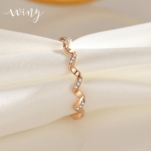 Winy925纯银水波纹戒指送女友闺蜜节日生日礼物 商品图0