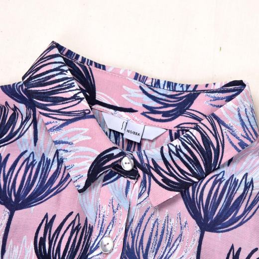 圣三利女装 新款优雅印花中长款印花衬衫SL2014119 商品图3