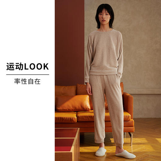 HSIA遐 睡衣女春秋可外穿新款花纱磨毛蝙蝠袖宽松显瘦家居服套装 商品图3