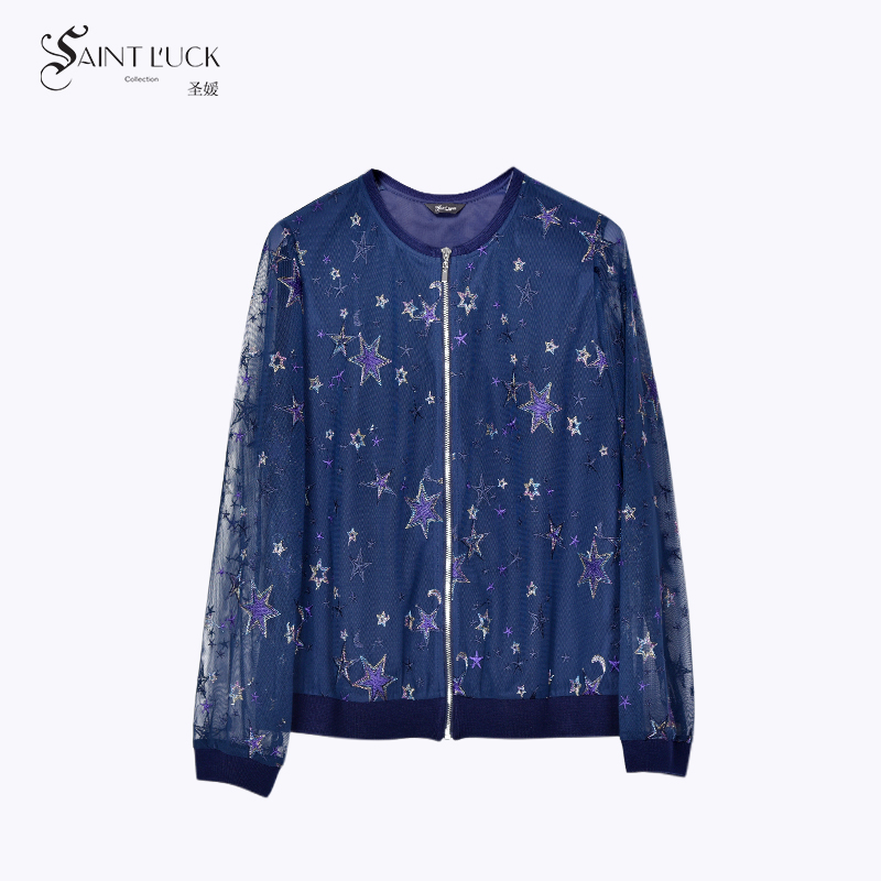 SAINT L’UCK/圣媛女装夏季网眼镂空刺绣上衣SA220A15