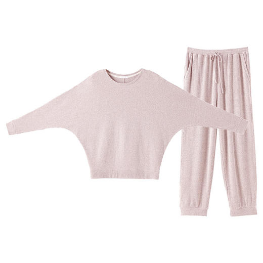 HSIA遐 睡衣女春秋可外穿新款花纱磨毛蝙蝠袖宽松显瘦家居服套装 商品图4