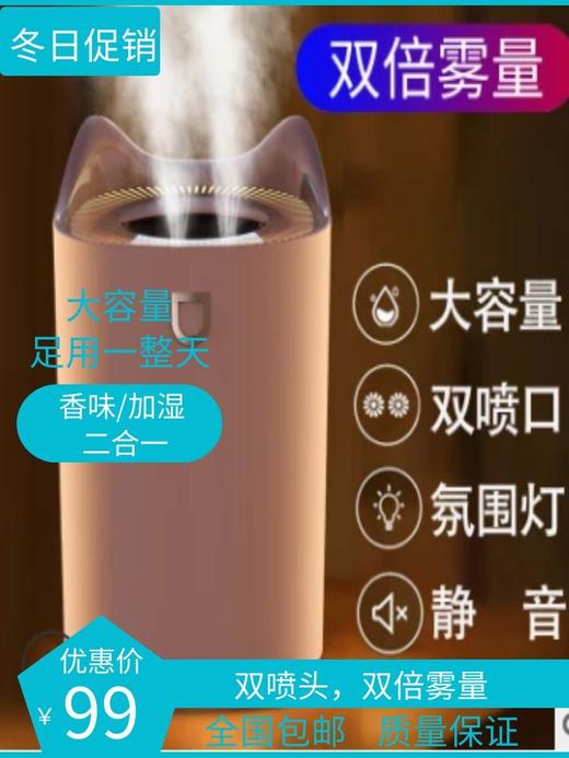 一张魅力红酒卡+双喷口加湿器大容量usb家用静音办公室卧室空气加湿-CG 商品图1
