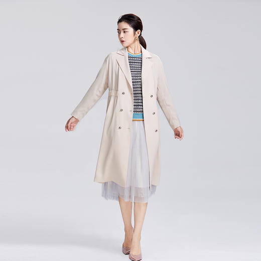 SAINT L’UCK/圣媛女装 新款优雅学院风中长款纯色翻领风衣外套SA320F53 商品图3