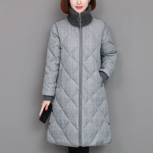 MQ-YX2023新款时尚优雅气质宽松立领长袖中长款加厚保暖外套TZF 商品图0