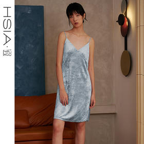 HSIA遐 睡裙女春秋新款高品质莫代尔天鹅绒深V可外穿性感吊带裙