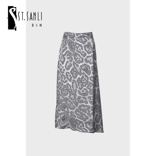 圣三利女装 新品豹纹印花不规则下摆优雅迷笛裙SL2015128 商品图0