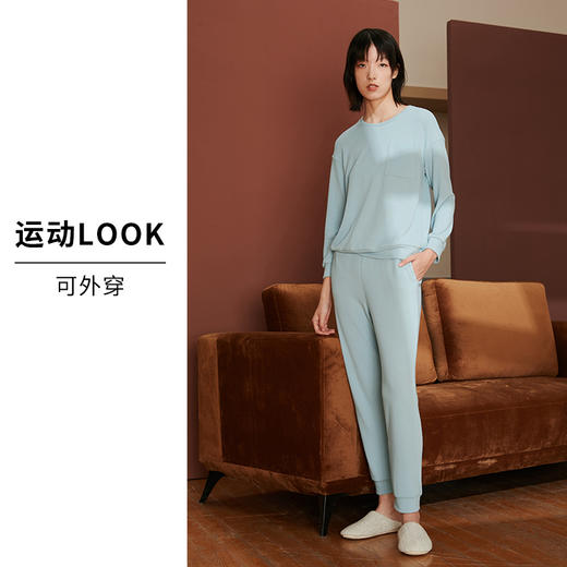 HSIA遐 睡衣女春秋新款磨毛长袖宽松休闲运动风可外穿家居服套装 商品图5