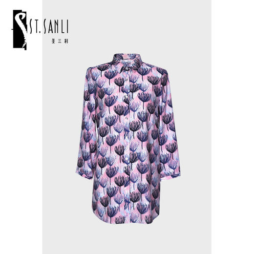 圣三利女装 新款优雅印花中长款印花衬衫SL2014119 商品图0
