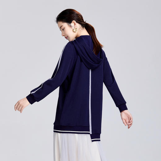 SAINT L’UCK/圣媛女装秋季中长款不规则连帽针织衫SA319V09 商品图1