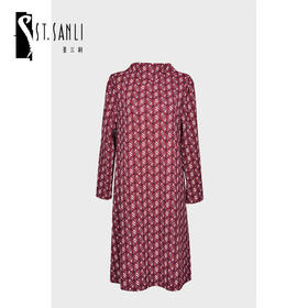 圣三利女装 新款田园风半高领中长款印花连衣裙 SL1917219