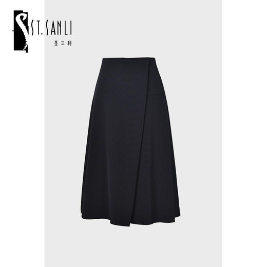 圣三利女装 新品醋酸A字摆中长款纯色半身裙SL2015167 商品图0