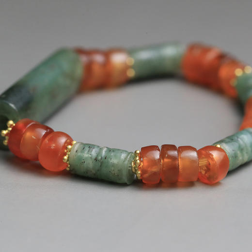 西周碧玉扁勒 西周玛瑙手串 - 洪艺宁古代珠宝工作室