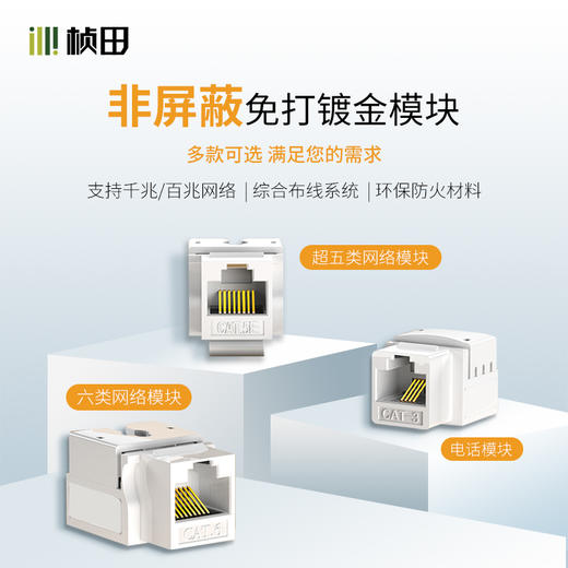 非屏蔽免打镀金模块超五类六类 3μ31105/31106/31103 商品图0