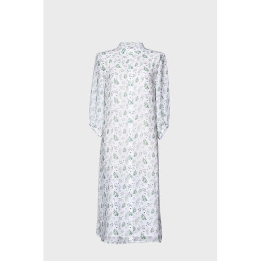 圣三利女装 轻薄中长款泡泡袖雪纺印花衬衫式连衣裙SL2027141 商品图2