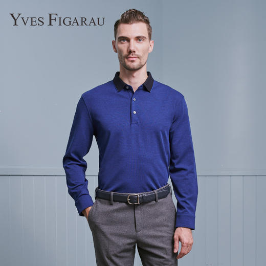 YvesFigarau伊夫·费嘉罗秋冬新款男士简约舒适商务职场休闲长袖T恤900902 商品图0