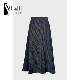 圣三利女装 新款中长款格纹弹力针织波浪半裙SL2035113