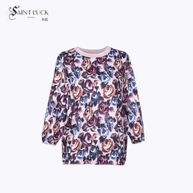 SAINT L’UCK/圣媛女装 新款轻薄空气层圆领玫瑰印花上衣圆领衫SA120V16