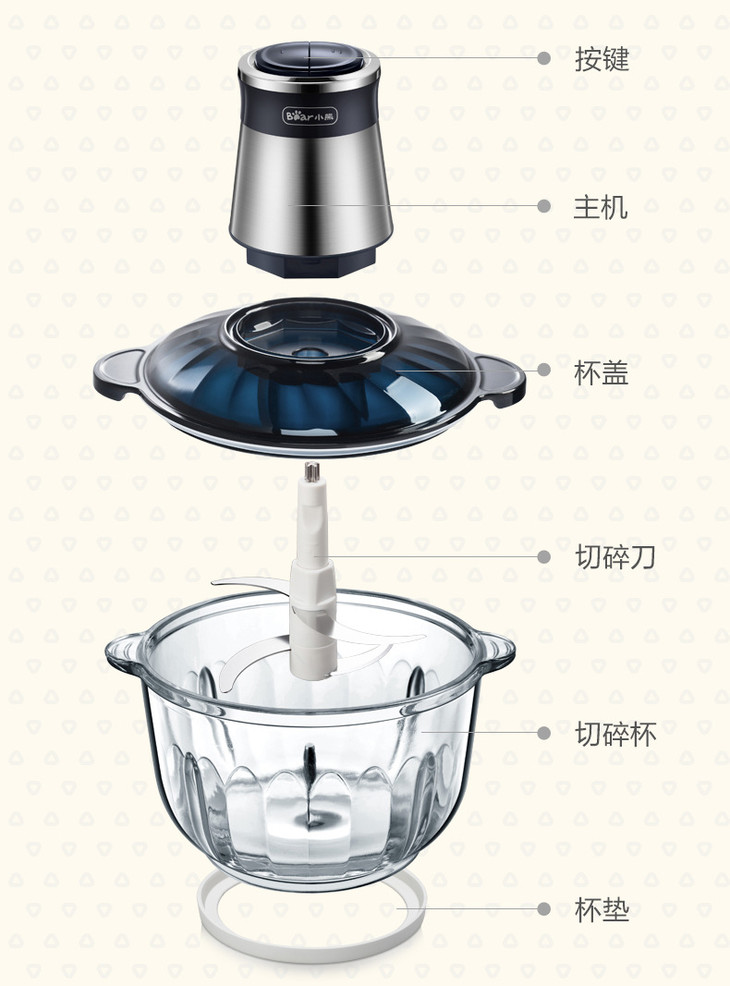 小熊切碎机电机拆解图图片