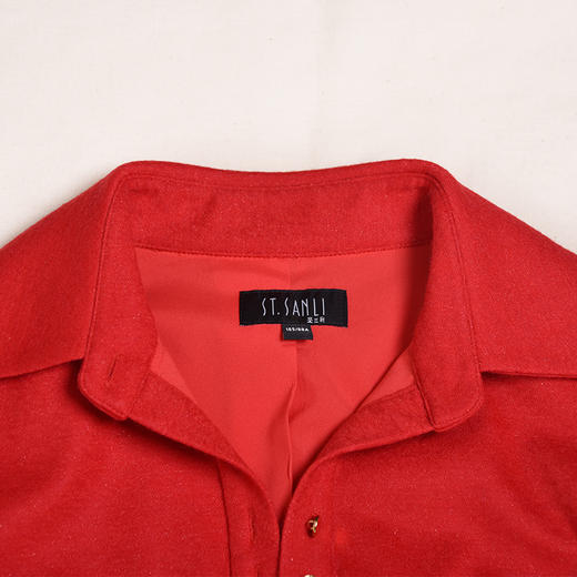 圣三利女装 新品衬衫式中长款金属扣毛呢上衣外套SL2032140 商品图2