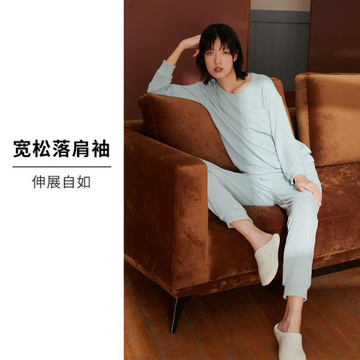 HSIA遐 睡衣女春秋新款磨毛长袖宽松休闲运动风可外穿家居服套装 商品图2