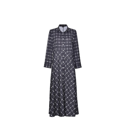 圣三利女装 新款中长款衬衫式收腰散摆格子连衣裙SL2037105 商品图4