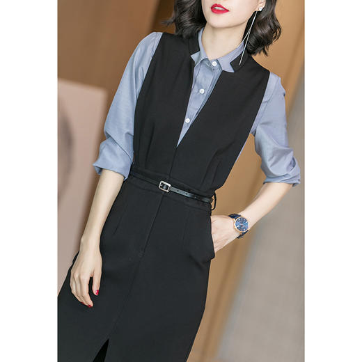 剩S 芳外气质修身背心裙显瘦开叉无袖V领连衣裙女 商品图3