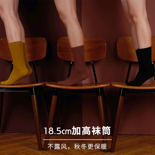 HSIA遐 袜子女中高筒棉袜3双装保暖抗起球秋冬新款长款袜堆堆袜潮 商品图4