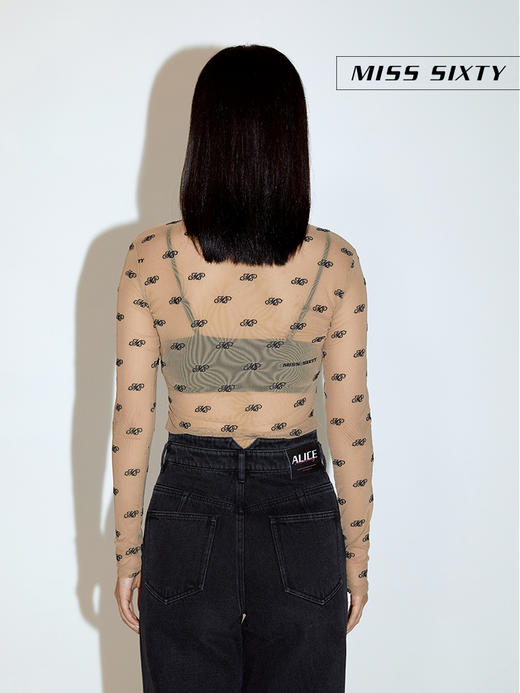 Miss Sixty2020冬季新款高领薄款绣花网纱长袖T恤女604SJ3420000 商品图2