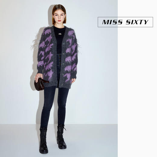 Miss Sixty2020冬季新款天使系列重工手工千鸟格中长款毛织外套女604RJ5270000 商品图2