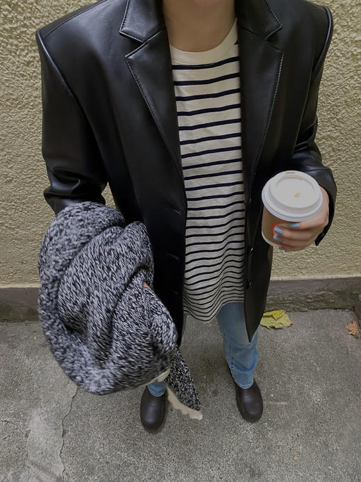 HIDEMI黑色小羊皮廓形西装 商品图4