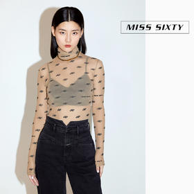 Miss Sixty2020冬季新款高领薄款绣花网纱长袖T恤女604SJ3420000