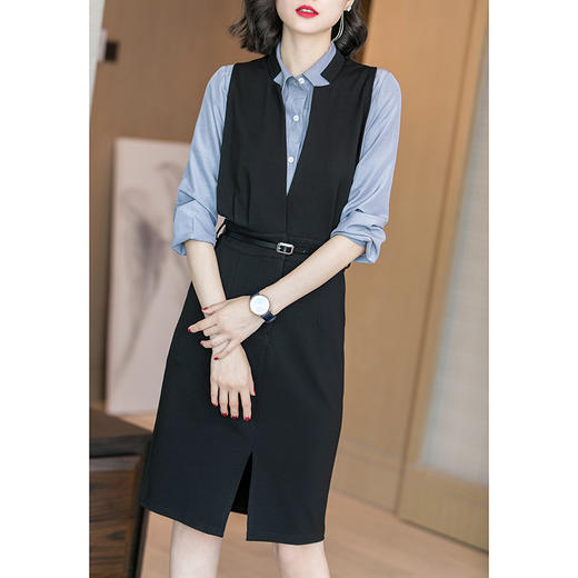 剩S 芳外气质修身背心裙显瘦开叉无袖V领连衣裙女 商品图0