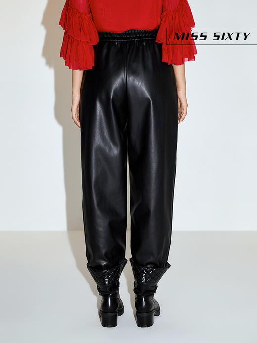 Miss Sixty2020冬季新款松紧腰黑色收脚PU仿皮长裤女604PJ7380000 商品图2