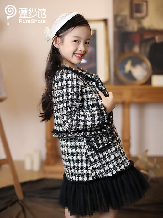 预售款~pureshare 女童连衣裙套装新款秋冬小香风气质可爱宝宝裙子-画板上的女孩 商品图4
