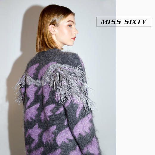 Miss Sixty2020冬季新款天使系列重工手工千鸟格中长款毛织外套女604RJ5270000 商品图1