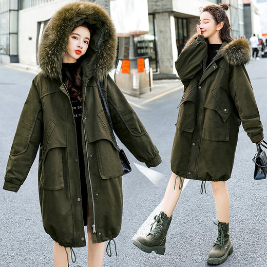 2021冬季时尚新款中长款大毛领休闲派克服czj20021