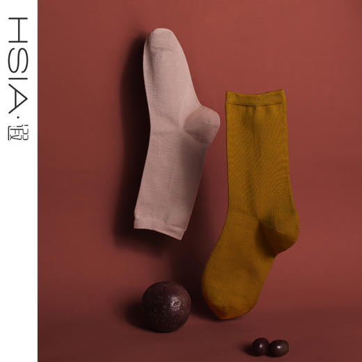 HSIA遐 袜子女中高筒棉袜3双装保暖抗起球秋冬新款长款袜堆堆袜潮 商品图1