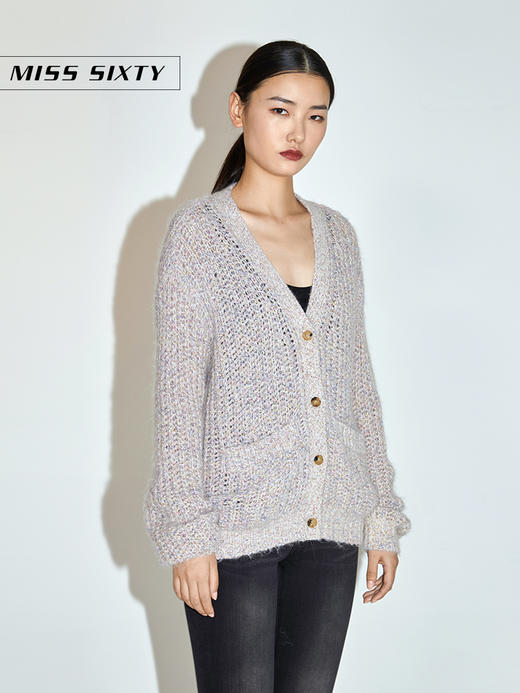 Miss Sixty2020冬季新款V领彩色修身毛织开衫外套女603RJ0450000 商品图1